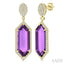 Hexagon Shape Gemstone & Halo Diamond Earrings