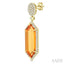 Evoque Gemstone Hexagon Shape & Halo Diamond Earrings