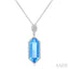 Evoque Gemstone Hexagon Shape & Halo Diamond Pendant