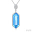 Evoque Gemstone Hexagon Shape & Halo Diamond Pendant