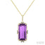 Emerald Shape Gemstone & Halo Diamond Pendant