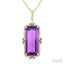 Evoque Gemstone Emerald Shape & Halo Diamond Pendant
