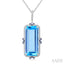 Evoque Gemstone Emerald Shape & Halo Diamond Pendant