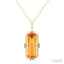 Emerald Shape Gemstone & Halo Diamond Pendant