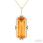 Emerald Shape Gemstone & Halo Diamond Pendant