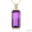 Emerald Shape Gemstone & Halo Diamond Pendant