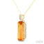 Emerald Shape Gemstone & Halo Diamond Pendant