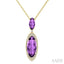 Evoque Gemstone Oval Shape & Halo Diamond Pendant