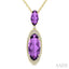 Evoque Gemstone Oval Shape & Halo Diamond Pendant