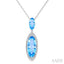 Oval Shape Gemstone & Halo Diamond Pendant
