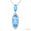 Evoque Gemstone Oval Shape & Halo Diamond Pendant