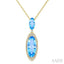 Evoque Gemstone Oval Shape & Halo Diamond Pendant