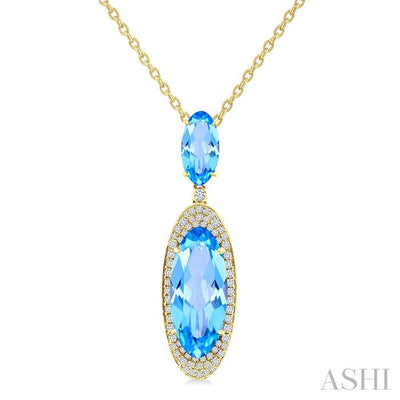 Evoque Gemstone Oval Shape & Halo Diamond Pendant