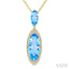 Evoque Gemstone Oval Shape & Halo Diamond Pendant