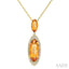 Evoque Gemstone Oval Shape & Halo Diamond Pendant