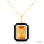 Emerald Shape Black Enamel Gemstone & Halo Diamond Pendant