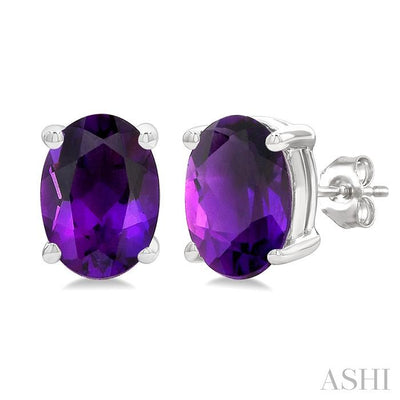 Oval Shape Gemstone Stud Earrings