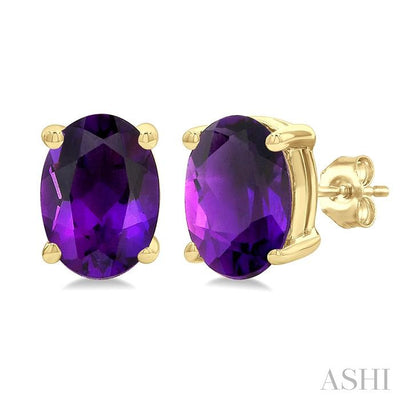 Oval Shape Gemstone Stud Earrings