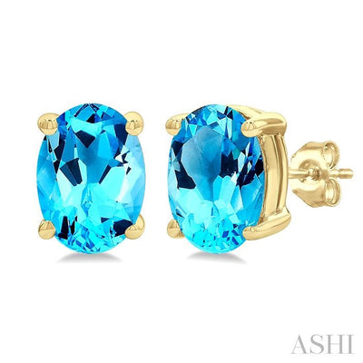 Oval Shape Gemstone Stud Earrings