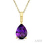 Pear Shape Gemstone Solitaire Pendant