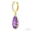 Pear Shape Gemstone & Halo Diamond Earrings