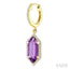 Evoque Gemstone Hexagon Shape & Halo Diamond Earrings