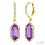 Evoque Gemstone Hexagon Shape & Halo Diamond Earrings