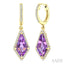 Evoque Gemstone Kite Shape & Halo Diamond Earrings