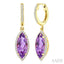 Evoque Gemstone Marquise Shape & Halo Diamond Earrings