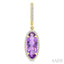 Evoque Gemstone Oval Shape & Halo Diamond Earrings