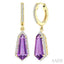 Evoque Gemstone Shield Shape & Halo Diamond Earrings