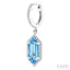 Hexagon Shape Gemstone & Halo Diamond Earrings