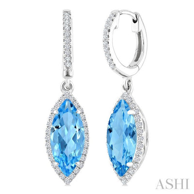 Evoque Gemstone Marquise Shape & Halo Diamond Earrings