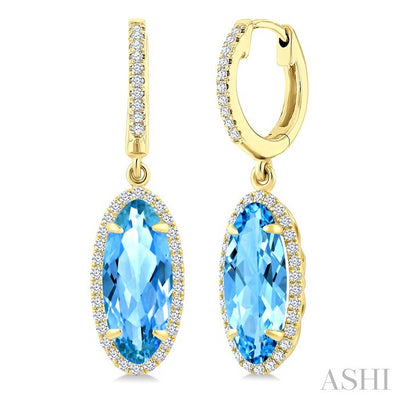 Evoque Gemstone Oval Shape & Halo Diamond Earrings