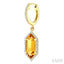 Evoque Gemstone Hexagon Shape & Halo Diamond Earrings