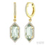 Evoque Gemstone Hexagon Shape & Halo Diamond Earrings