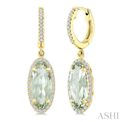 Evoque Gemstone Oval Shape & Halo Diamond Earrings