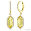 Evoque Gemstone Hexagon Shape & Halo Diamond Earrings
