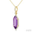 Evoque Gemstone Hexagon Shape & Halo Diamond Pendant