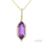 Evoque Gemstone Hexagon Shape & Halo Diamond Pendant