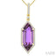 Evoque Gemstone Hexagon Shape & Halo Diamond Pendant