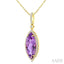 Marquise Shape Gemstone & Halo Diamond Pendant