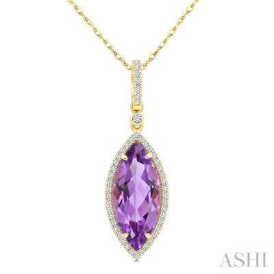 Evoque Gemstone Marquise Shape & Halo Diamond Pendant