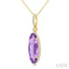 Evoque Gemstone Oval Shape & Halo Diamond Pendant