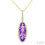 Evoque Gemstone Oval Shape & Halo Diamond Pendant