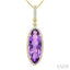 Evoque Gemstone Oval Shape & Halo Diamond Pendant