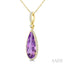 Evoque Gemstone Pear Shape & Halo Diamond Pendant