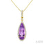 Evoque Gemstone Pear Shape & Halo Diamond Pendant