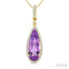 Evoque Gemstone Pear Shape & Halo Diamond Pendant