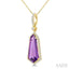 Shield Shape Gemstone & Halo Diamond Pendant